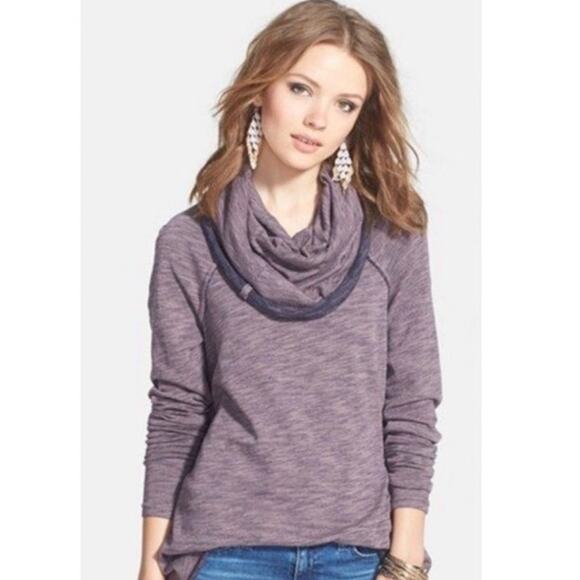 Free People Sweaters - Free People Beach Cocoon Cowl Neck Sweater Size M Long Sleeve Heathered Pullover